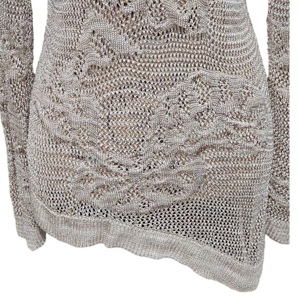 Inc Metallic Gold Thread Asymmetrical Hem Laced Front Sweater Cover Up Med - Picture 4 of 8